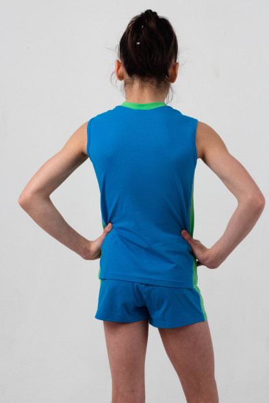 Форма спортивная (майка и шорты). Цвет- бирюзовый/салатовый
